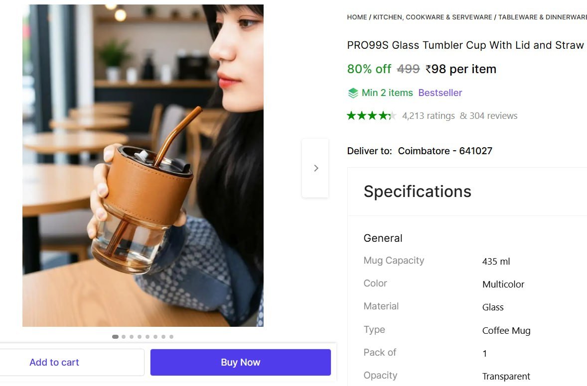 Glass Tumbler Cup With Lid and Straw @ ₹98

👉

More Det