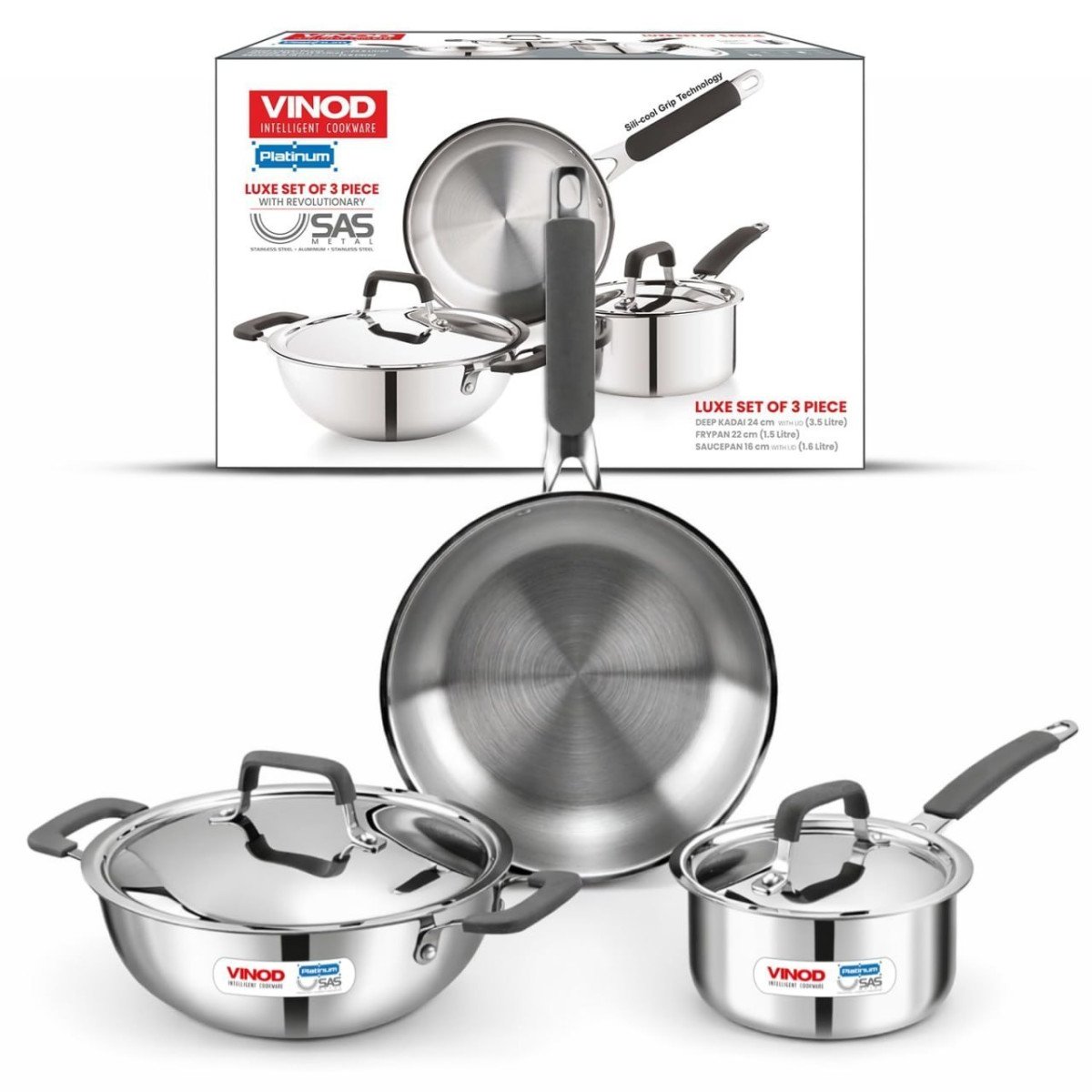 Vinod Luxury Edition Triply Stainless Steel Cookware Set 5 Pc 3 279 1100 Co