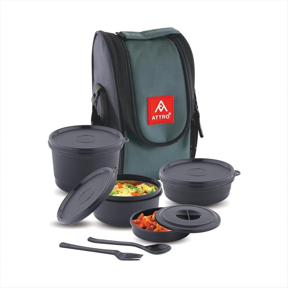 Attro Micron Stainless Steel Double Wall Lunch Box Airtight Leak Proof - 4 