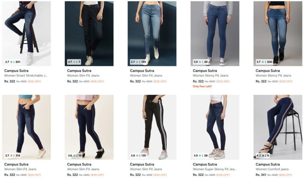 Campus Sutra Jeans Starts @322.

Women's : 
Men's : 

More D