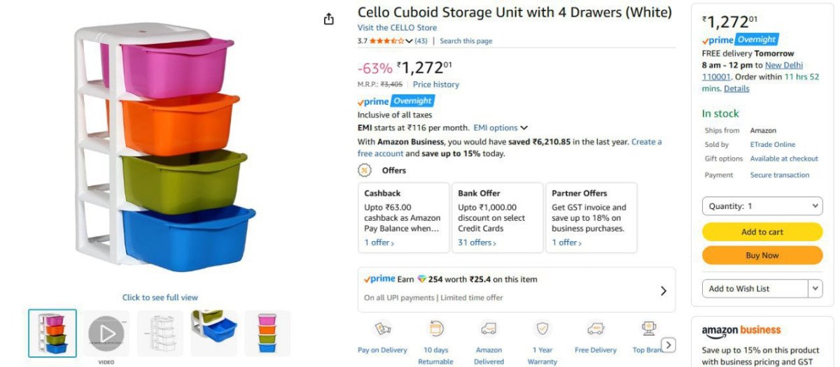 Cello Cuboid Storage Unit with 4 Drawers @1272
 


More Deta