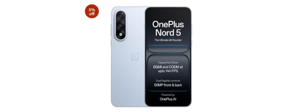 💥OnePlus Nord 5 (8GB RAM 256GB Storage) 

💰Deal @ ₹3