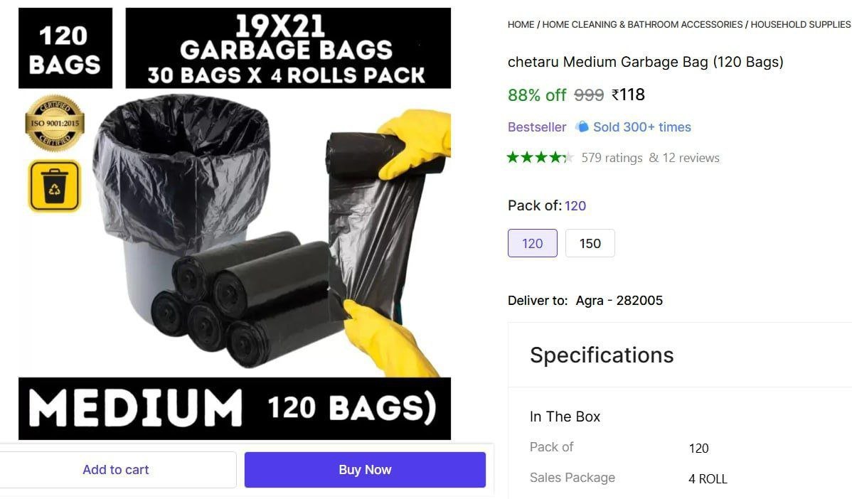 Medium Garbage Bag (120 Bags) @ ₹118



More Details 👉 