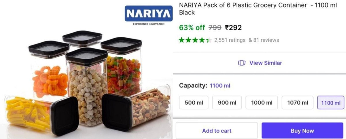 🔥  Pack of 6 Grocery Container at ₹292

🔗 

[Eac