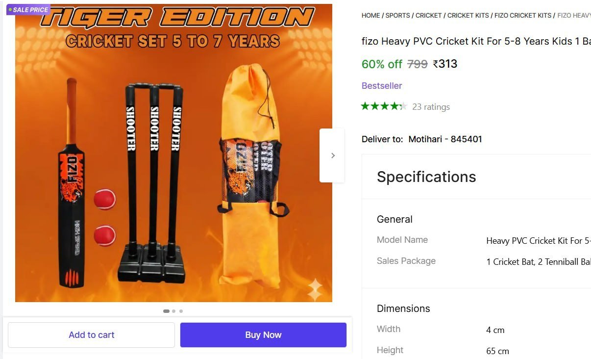 Cricket Kit For 5-8 Years Kids 313 1 Cricket Bat 2