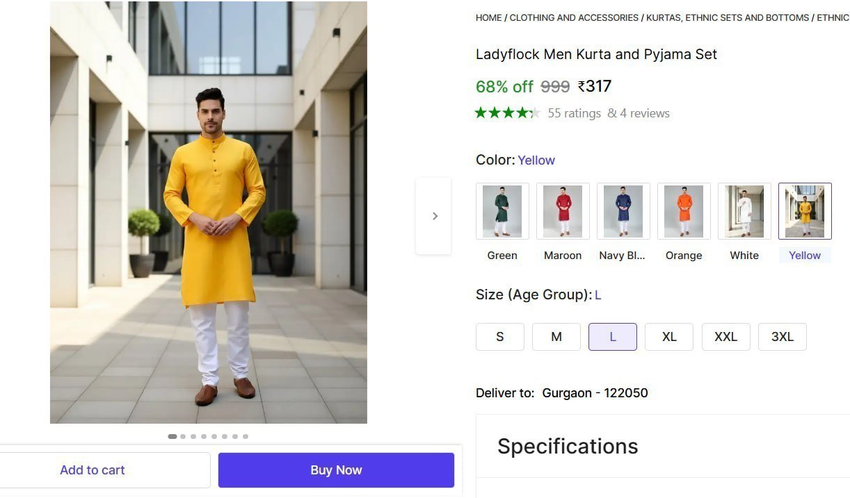 Men S Kurta And Pyjama Set 317