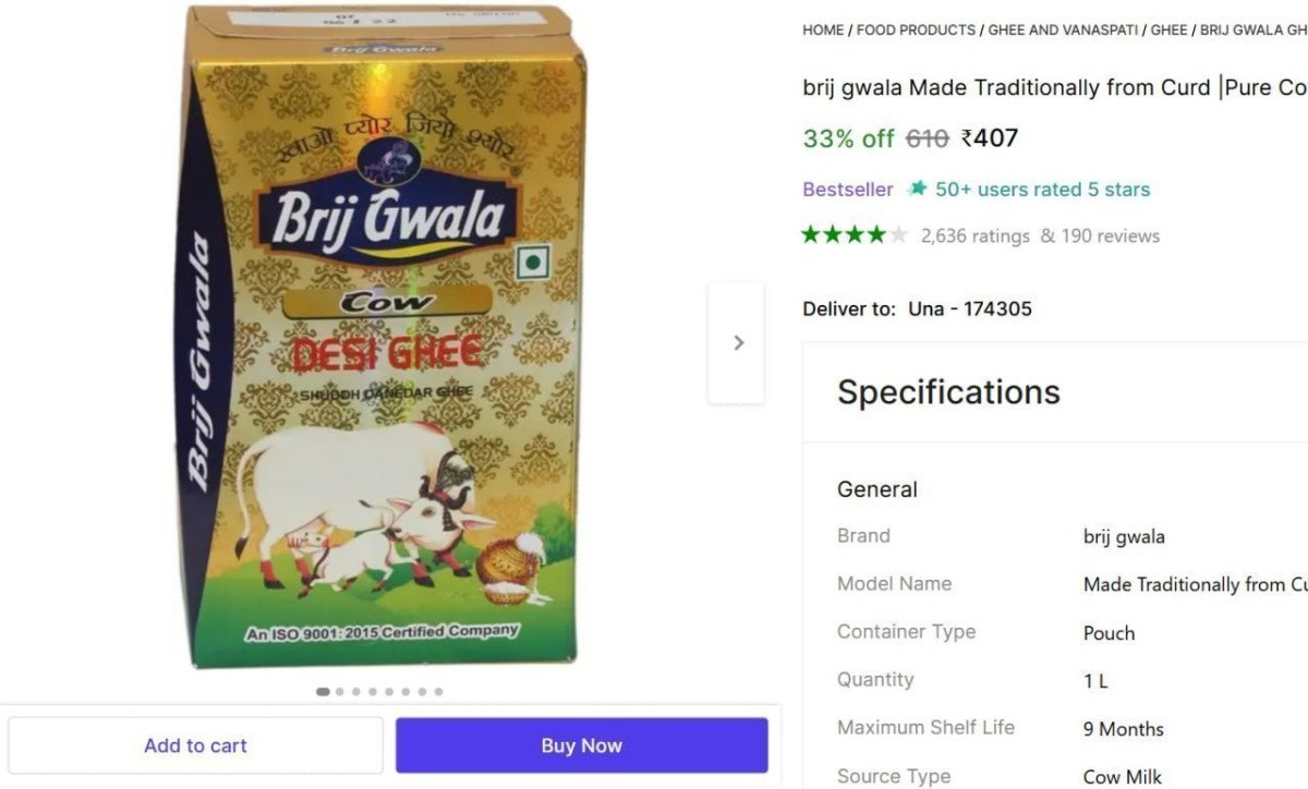 🔥  Pure Cow Ghee 1kg @ ₹407

🔗 

More Details �