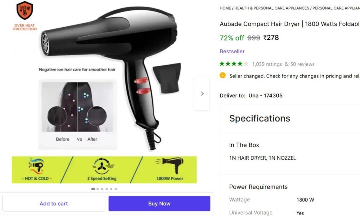 1800 Watts Foldable Hair Dryer @ ₹258



More Details 👉