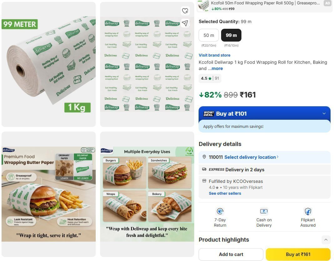 Loot 80 Food Wrapping Roll (1 Kg - 99m) 161