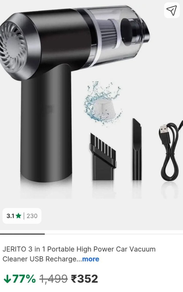 Flipkart | 🚗 Car Vacuum Cleaner – Only ₹352

👉   

More Details 👉 

📢 Join WhatsApp Deals


#DealsHeaven #LootDeals #BestDeals