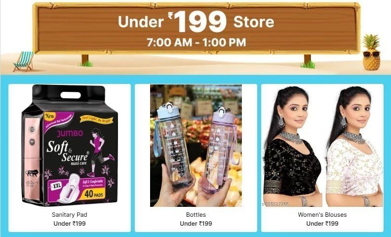 Under ₹199 Store

Sanitary Pad Under ₹199
 

Bottles Under ₹199
 

Women's Blouses Under ₹199
 

Sort Low To High
Check Min Buy Qnty

More Details 👉 

📢 Join WhatsApp Deals


#DealsHeave...