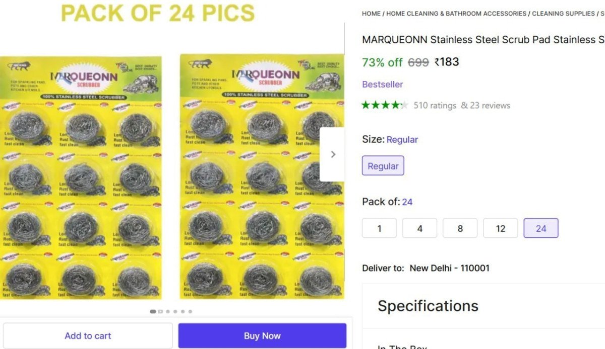 Stainless Steel Scrub (Pack of 24) @ ₹183



More Details 👉 

📢 Join WhatsApp Deals


#DealsHeaven #LootDeals #BestDeals