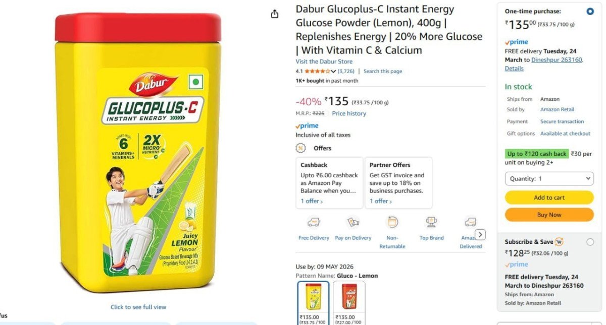 DABUR Gluco Plus C 400 g Jar @135.
 



More Details 👉 

📢 Join WhatsApp Deals


#DealsHeaven #LootDeals #BestDeals