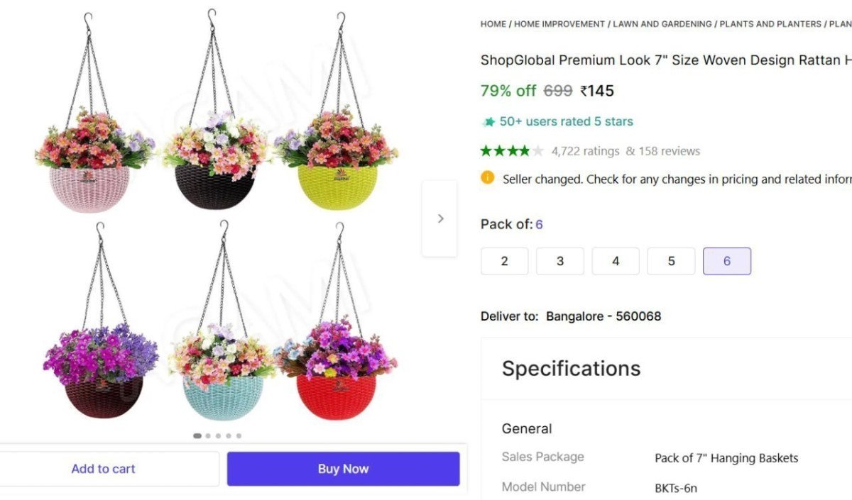 🔥  Hanging Basket Pots, Pack Of 6 @ ₹145

🔗 

More Details 👉 

📢 Join WhatsApp Deals


#DealsHeaven #LootDeals #BestDeals