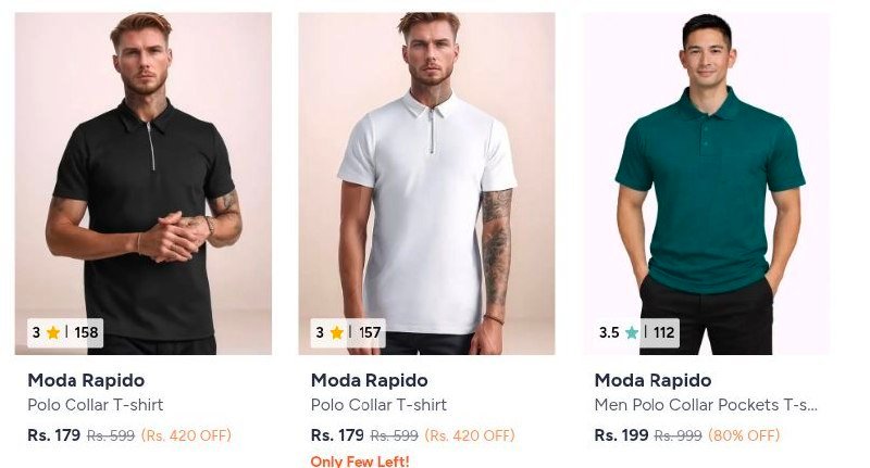 🔥MYNTRA LTD DEALS LIVE | 6 PM – 12 AM ONLY ⏳

👕 Moda Rapido Polo T-Shirts
💥 Under ₹199
👉 

🩳 Moda Rapido Baggy Fit Oversized Track Pants
💥 Under ₹399
👉 

🎨 Moda Rapido ...