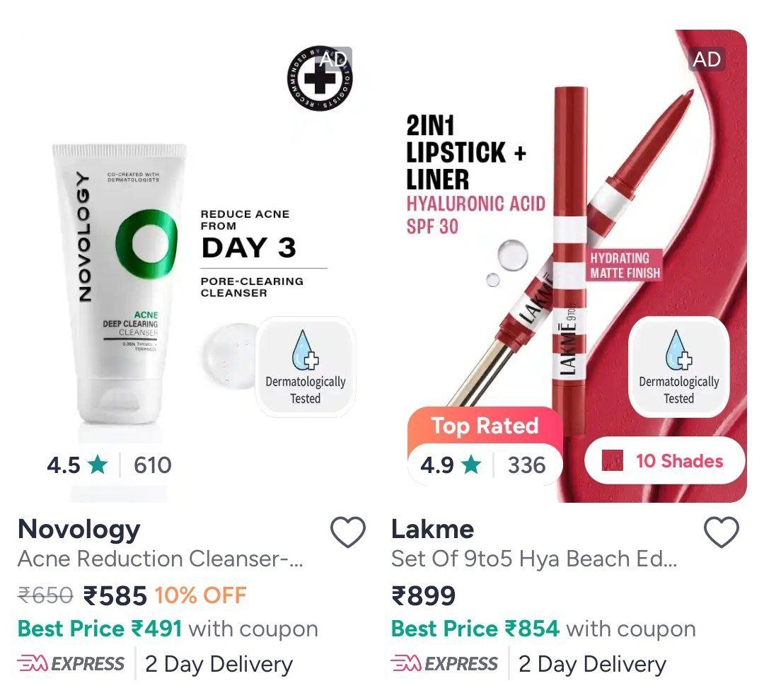 Myntra | *EXTRA 10% OFF* all Beauty & Personal Care Best Sellers of Lakme, Maybelline, Dove, LOreal, TRESemme, Garnier, Simple, Vaseline, Ponds, Clinic Plus & more....

*Coupon code - GET10OFF*

🔗 ...