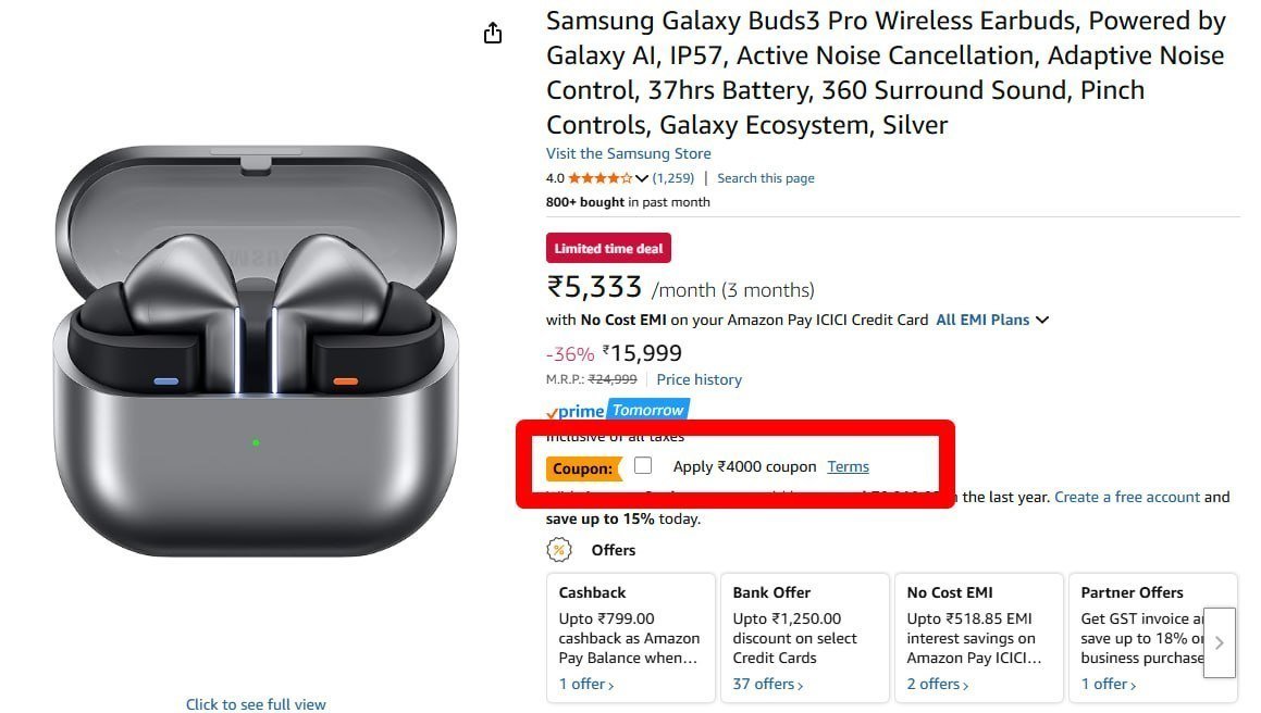 Samsung Galaxy Buds3 Pro @11099*



Apply ₹4000 coupon + ₹900 Off WIth Axis CC

More Details 👉 

📢 Join WhatsApp Deals


#DealsHeaven #LootDeals #BestDeals