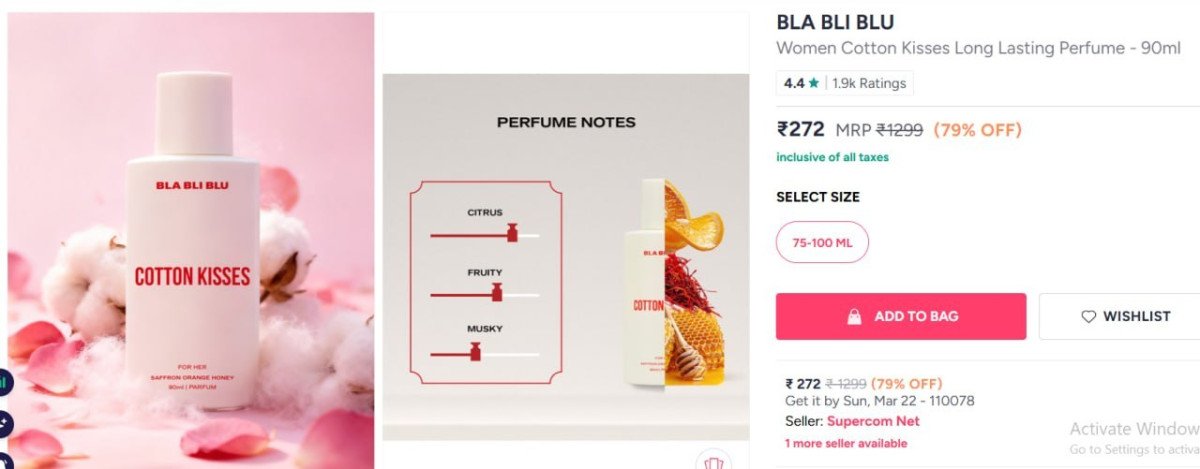 Myntra | Flat 79% Off on BLA BLI BLU Women Cotton Kisses Long Lasting Perfume - 90ml


Flat 70% Off on Patanjali Kesh Kanti Milk Protein Hair Cleanser for Silky & Shiny Hair - 650ml


Flat 65% Off on ...