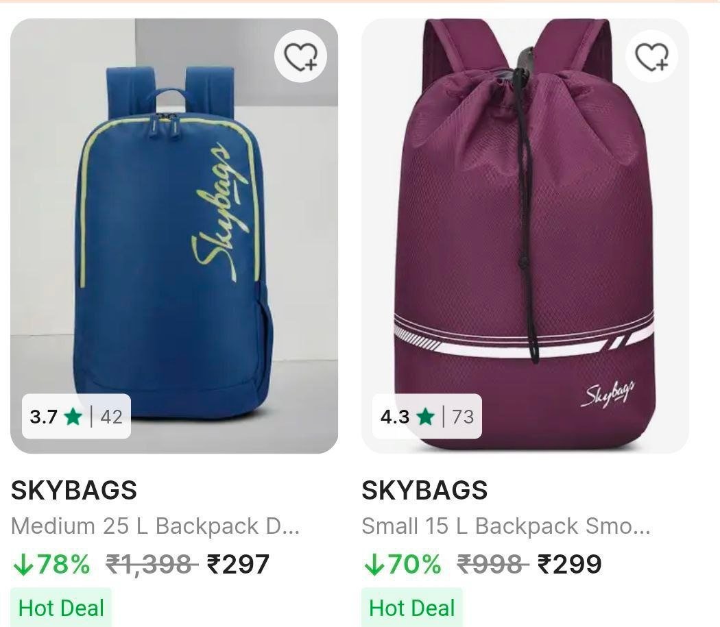 Flipkart | Upto 85% Off On Branded Backpacks Starting @ ₹ 299

Skybags : 
Safari :  
Wildcraft : 
Gear : 
Lavie : 
American Tourister : 

More Details 👉 

📢 Join WhatsApp Deals


#DealsHeaven ...