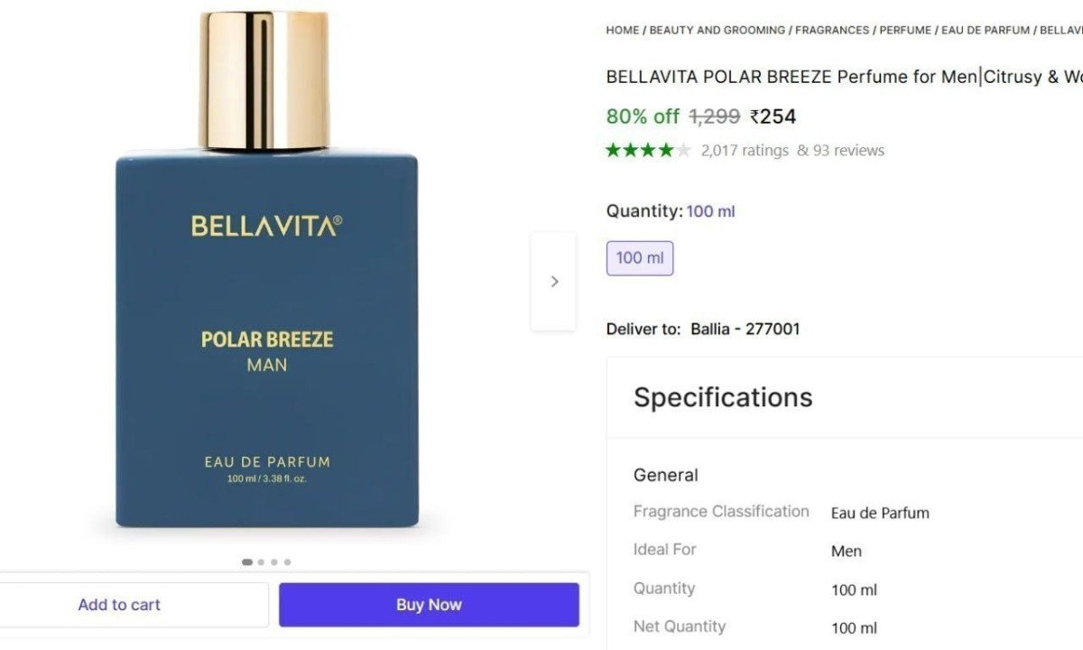Bellavita POLAR BREEZE Perfume, 100ml @ 254.

 

More Details 👉 

📢 Join WhatsApp Deals


#DealsHeaven #LootDeals #BestDeals