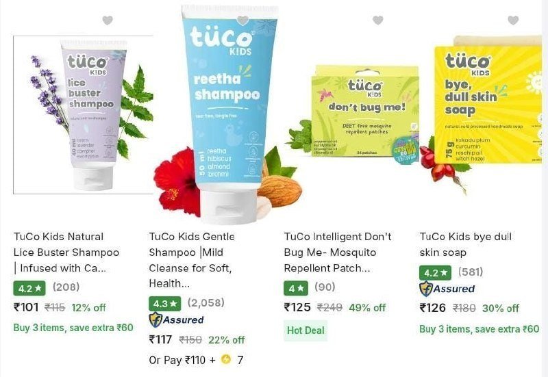 ✅ LOOT : Upto 70% Off on TuCo Kids Products! Be Summer Ready!

TuCo Kids Mosquito Repellent Patches (12 Pcs) @ 125 : 

Kumkumadi Face Cream (50 g) @ 178 : 

SPF 30 Face Cream & Sunscreen (30 g) @ 23...