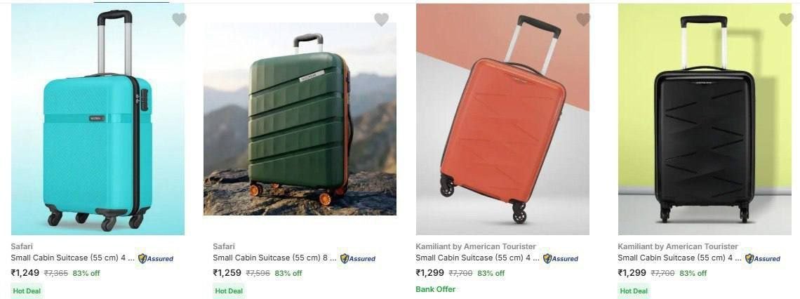 Flipkart | Upto 88% Off | Branded Luggage. 
 
Safari :  
Aristocrat :  
VIP :  
 
S Size :  
M Size :  
L Size :  
 
Pack Of 2 :  
Pack Of 3 : 

More Details 👉 

📢 Join WhatsApp Deals


#DealsHe...