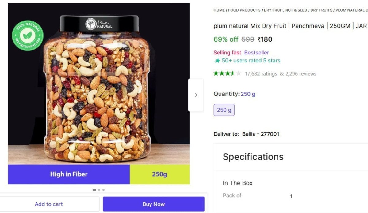 plum natural Mix Dry Fruit 250GM @ Rs.180

👉

More Details 👉 

📢 Join WhatsApp Deals


#DealsHeaven #LootDeals #BestDeals