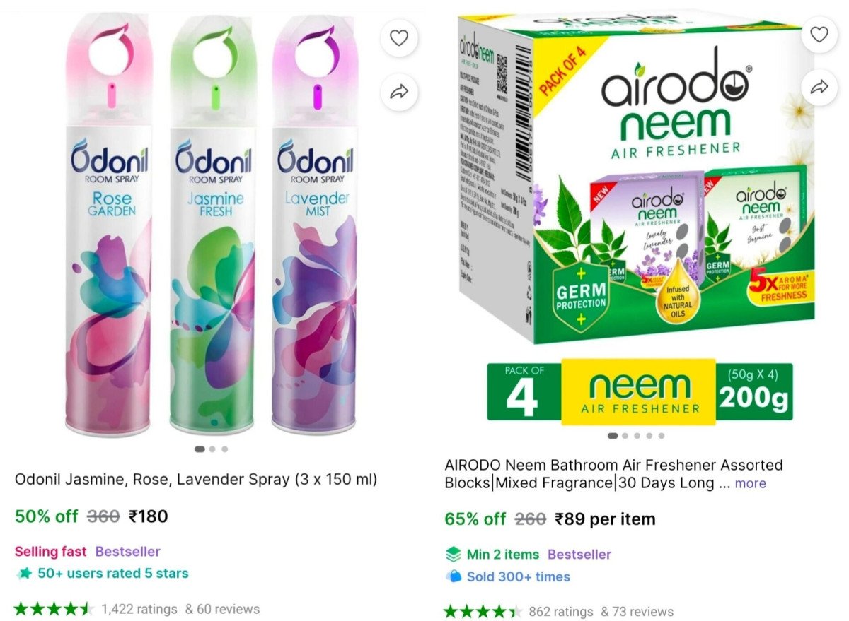 ✅Odonil Spray (Set of 3) at ₹180
👉

✅Air Freshner (Set of 4) at ₹89
👉

More Details 👉 

📢 Join WhatsApp Deals


#DealsHeaven #LootDeals #BestDeals