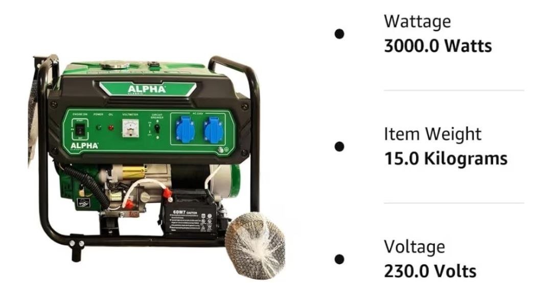 💥Alpha City Light Power A3600, 3000W Electric Start Petrol Generator, Green/Black

💰Deal @ 34440🔥.  ❌Reg @ 40k

✅1000 off with Axis cc 

🔗

More Details 👉 

📢 Join WhatsApp Deals...