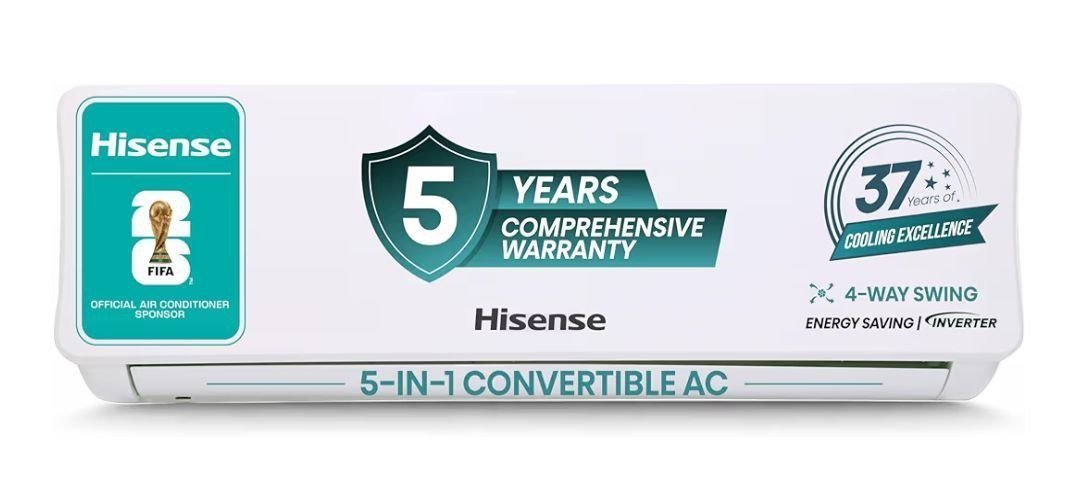 💥 Hisense 1.5 Ton 3 star Inverter Split AC(Copper, 5-in-1 Convertible with Intelligent 4 modes, PM 2.5 filter, Anti corrosion, AS-18TR4R3E1, White 

💰Deal @ 25240🔥.  ❌Reg @ 30k

✅4250 off...