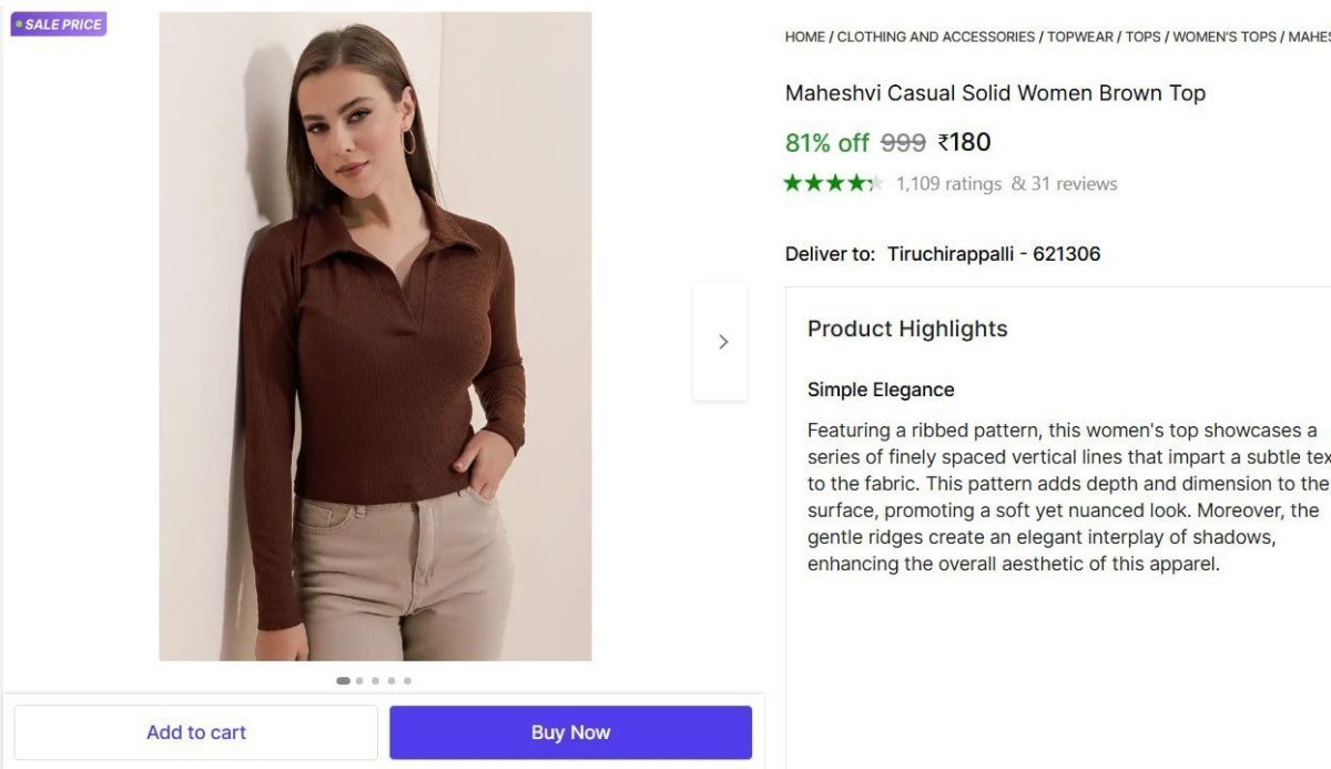 Casual Solid Women Brown Top 180