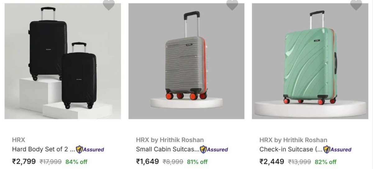 Trolley, Backpacks & Handbags | Upto 88% Off

Trolley Bags

HRX - 
Safari - 
Nasher Miles - 
Kamiliant - 
Combo Sets - 

Backpacks

Skybags & Gear - 
Wildcraft - 
Uppercase - 

Handbags

Lavie & Zouk ...
