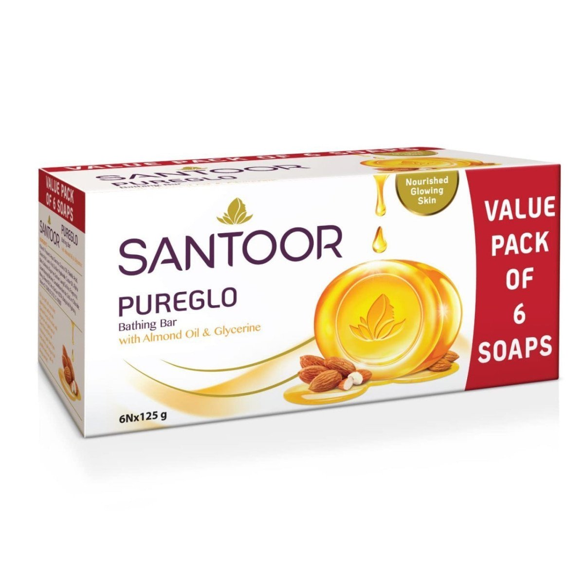 Grab Santoor Pureglo Glycerine Soap With Almond Oi