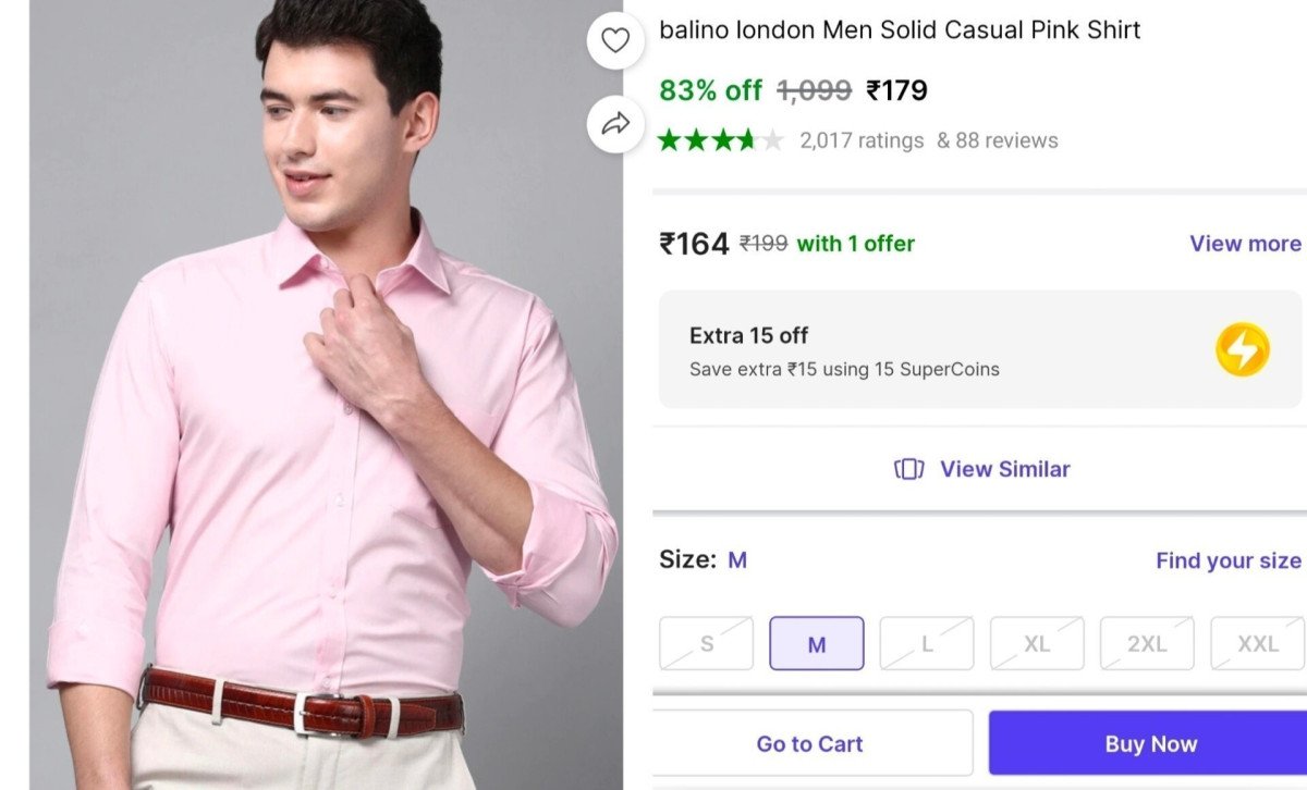 Grab Men Formal Shirt At 179 Size M