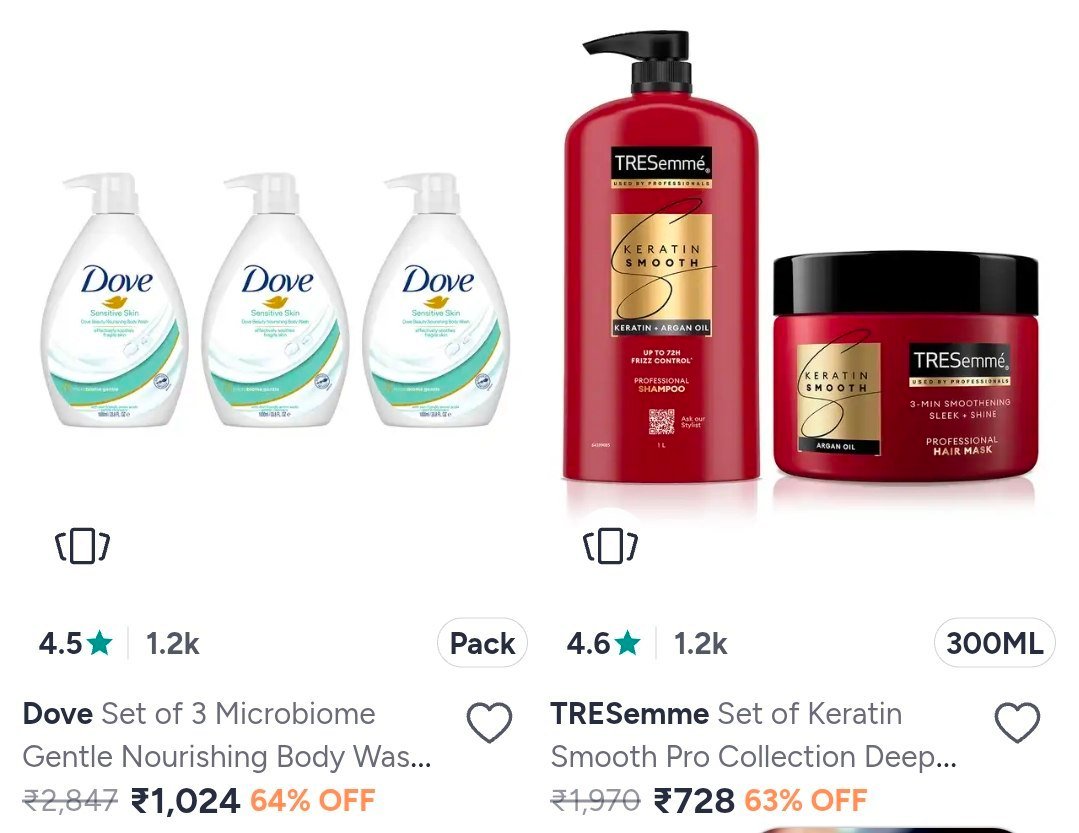 Myntra Dove Tresemme 1l Shampoo Combos At 64 Link
