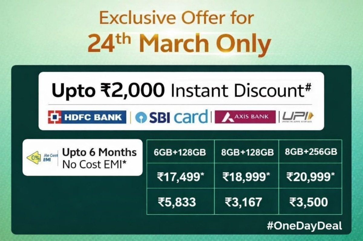 vivo T5x First Sale Offer
Sale Date: 24 March 2026

Extra 5% off on FK Axis, FK SBI, HDFC Swiggy cards

Extra coupon – valid for 24th only

Coupon Links:




Apply the codes in your account before p...