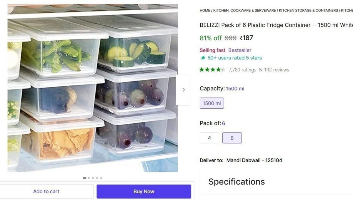 Pack of 6 Plastic Fridge Container @ Rs.187

 

More Details 👉 

📢 Join WhatsApp Deals


#DealsHeaven #LootDeals #BestDeals