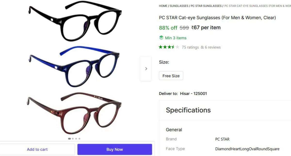 Cat - Eye Sunglasses 67min 3 Buy