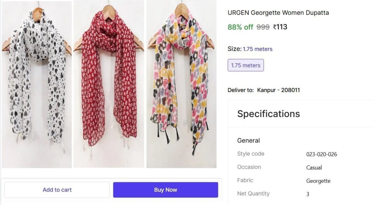 Pack Of 3 Georgette Women Dupatta 113