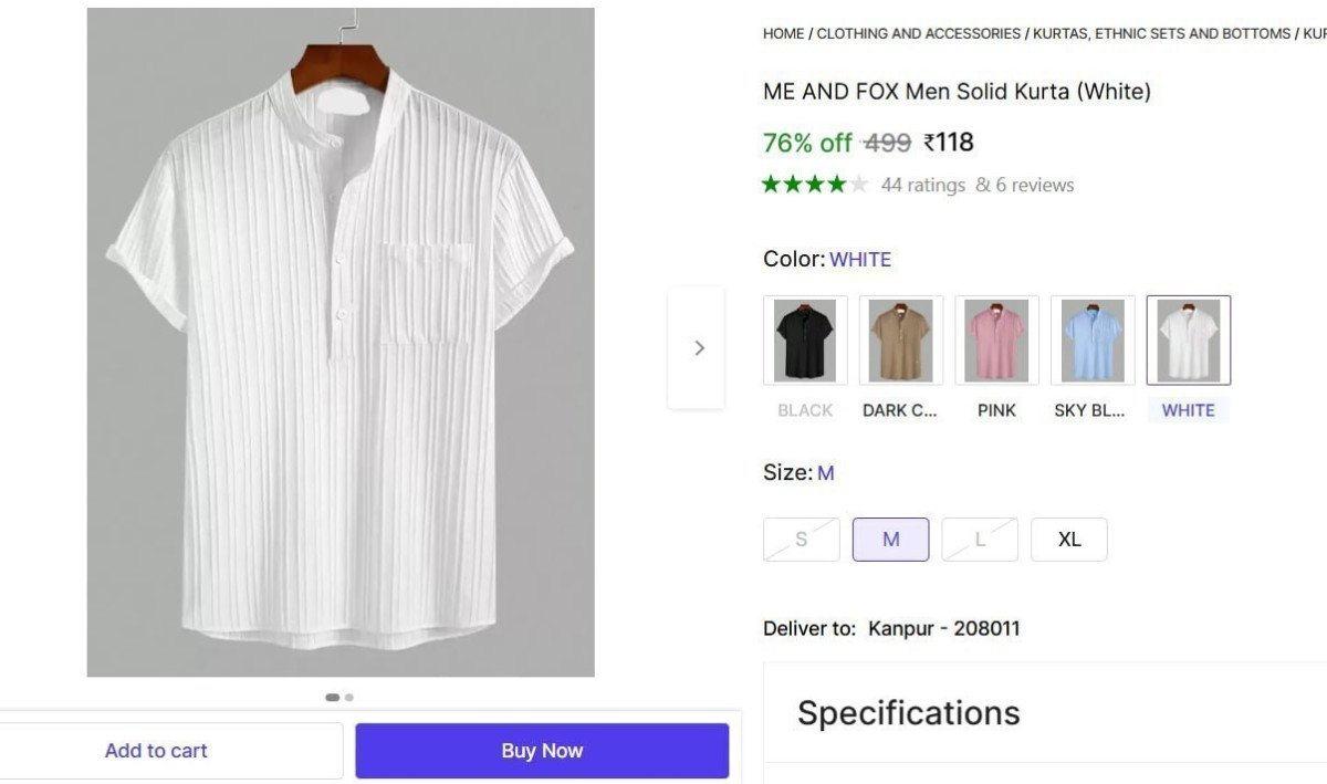 Men S Solid Kurta (white) 118