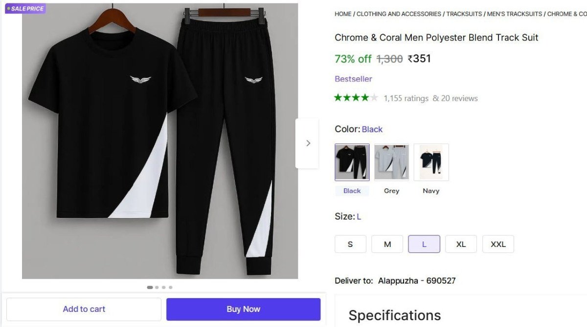 Men Polyester Blend Track Suit 351