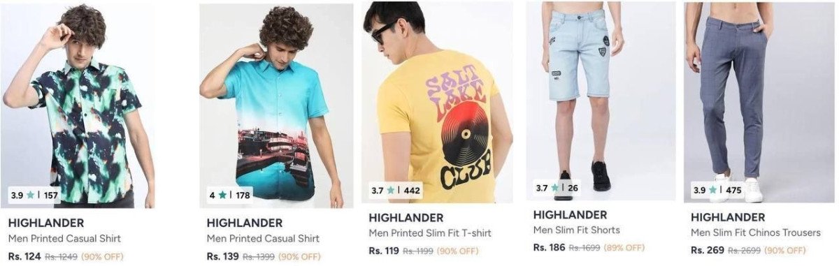 Myntra Loot : Upto 90% Off On Highlander Men Clothing.

Shirts from 139 : 
Tshirts from 119 :  
Trousers from 264 : 
Jeans from 285 : 
Shorts from 186 : 
Winterwear : 
Co-Ords : 

More Details 👉 

...