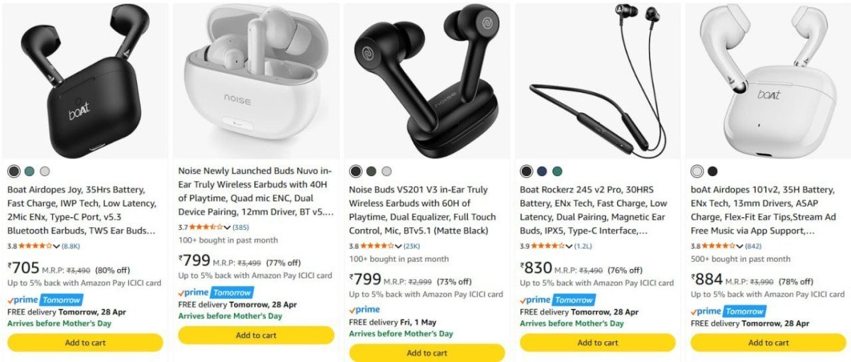 Branded Earbuds Neckbands Starts 705 Boat Oneplus 