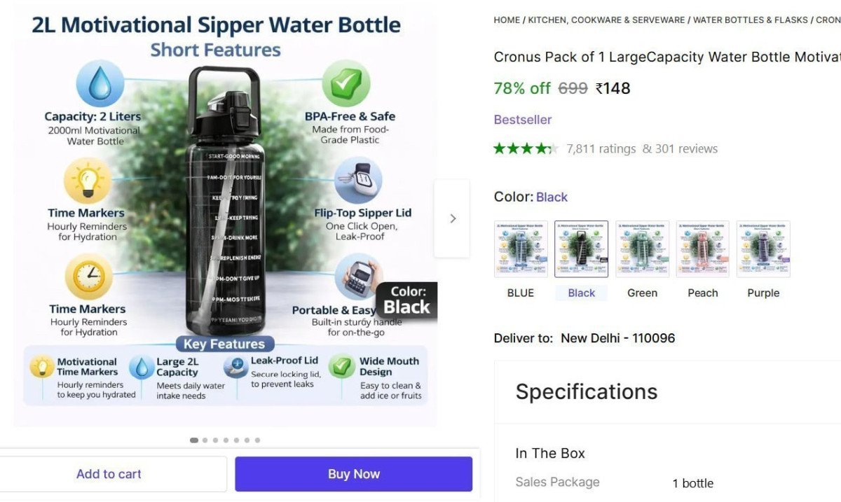 Motivational Water Sipper Bottle 2l 148