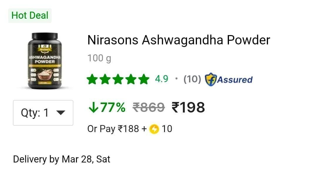 GRAB 🔥Ashwagandha Power @₹198

➡️

More Details 👉 

📢 Join WhatsApp Deals


#DealsHeaven #LootDeals #BestDeals