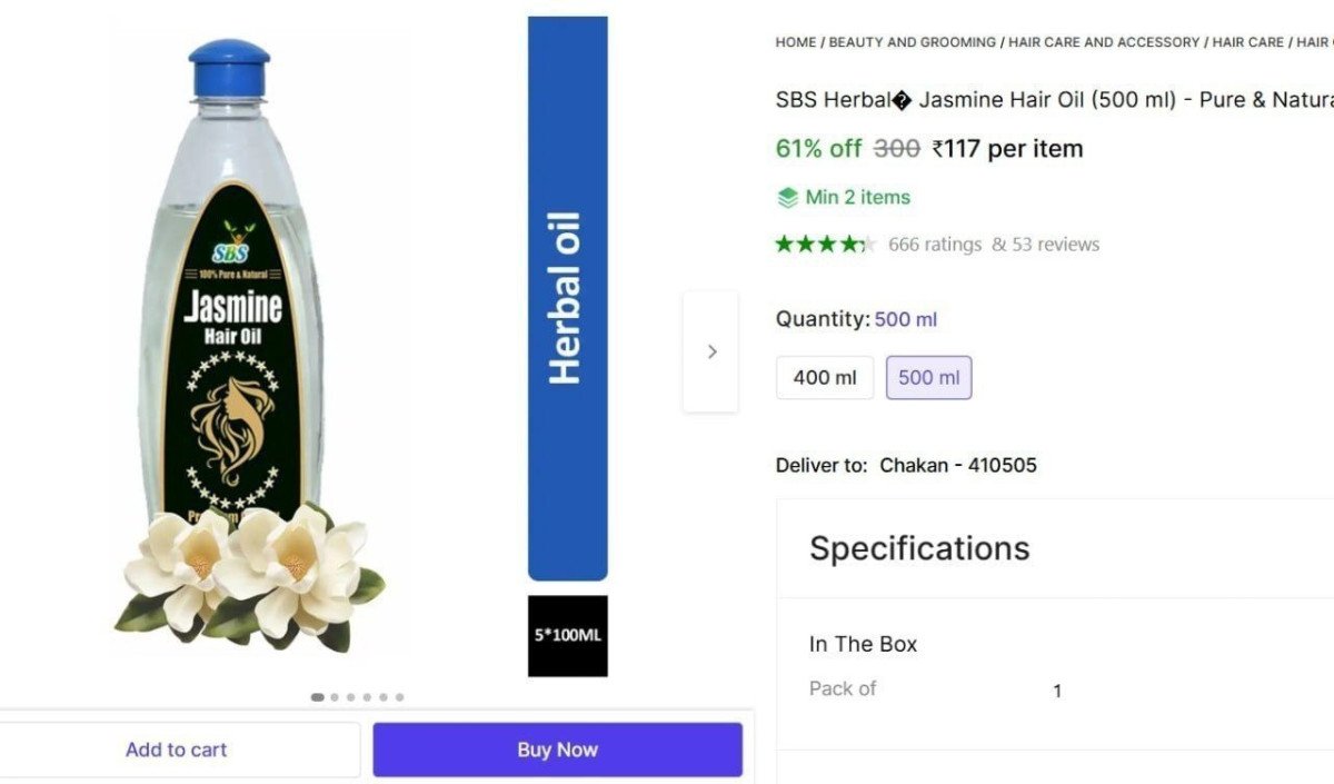 Jasmine Hair Oil (500 ml) @ ₹117

 

Min 2 Buy

More Details 👉 

📢 Join WhatsApp Deals


#DealsHeaven #LootDeals #BestDeals