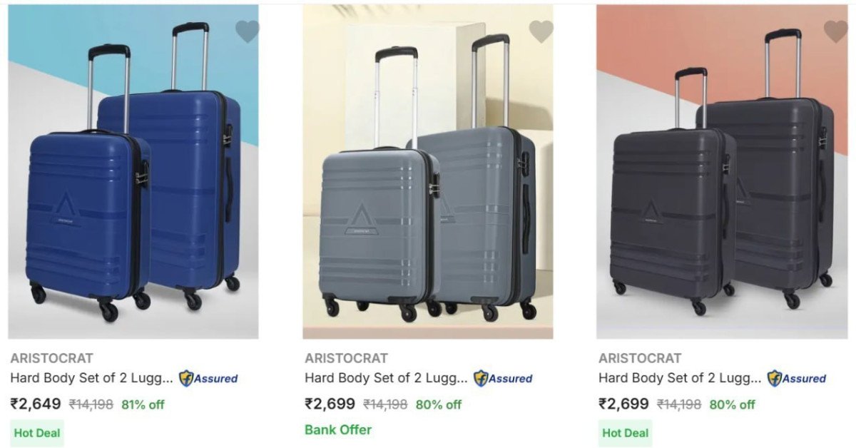 Upto 89% Off On Branded Trolleys & Luggages 

Pack Of 2 : 
Pack Of 3 : 

• Small Trolley : 
• Medium Trolley : 
• Large Trolley : 

More Details 👉 

📢 Join WhatsApp Deals


#DealsHeaven #L...