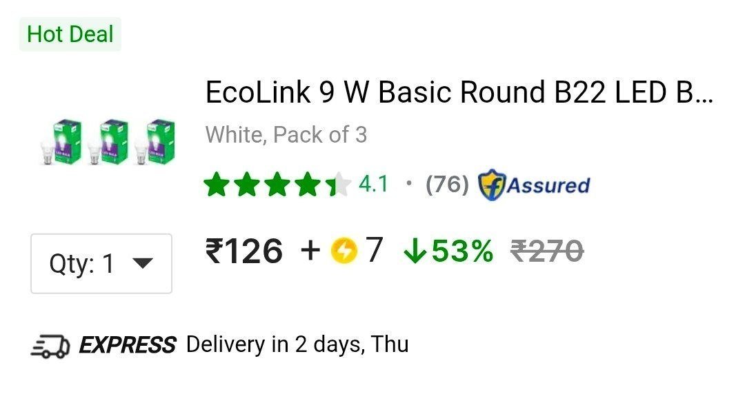 🔥Pack Of 3 Bulb @₹126 + 7 SC

➡️

✅₹42/- Per Peice

More Details 👉 

📢 Join WhatsApp Deals


#DealsHeaven #LootDeals #BestDeals