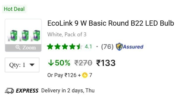 Ecolink LED (3 Pcs) at ₹126 + SC



More Details 👉 

📢 Join WhatsApp Deals


#DealsHeaven #LootDeals #BestDeals