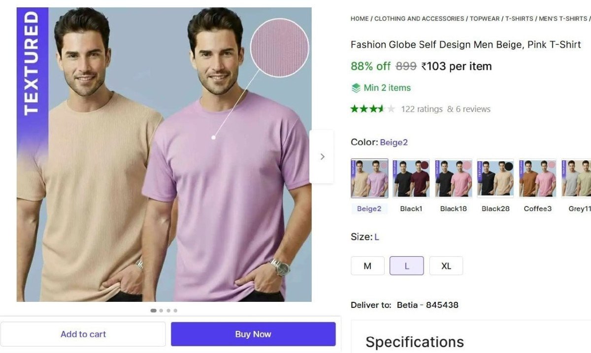 Men S Solid T-shirt 103min Buy 2 Qnty